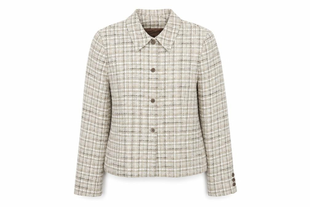 Jones Wear Women's Beige Check Tweed Jacket Size 10