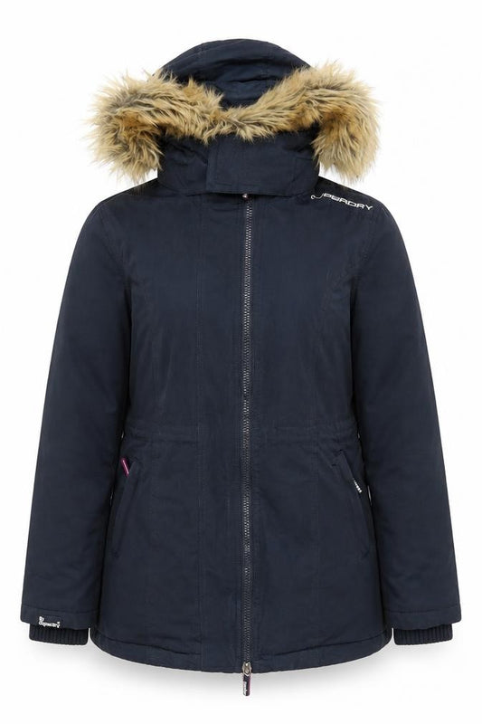 Womens UK Size L Regular Superdry Black Acrylic Blend Parka