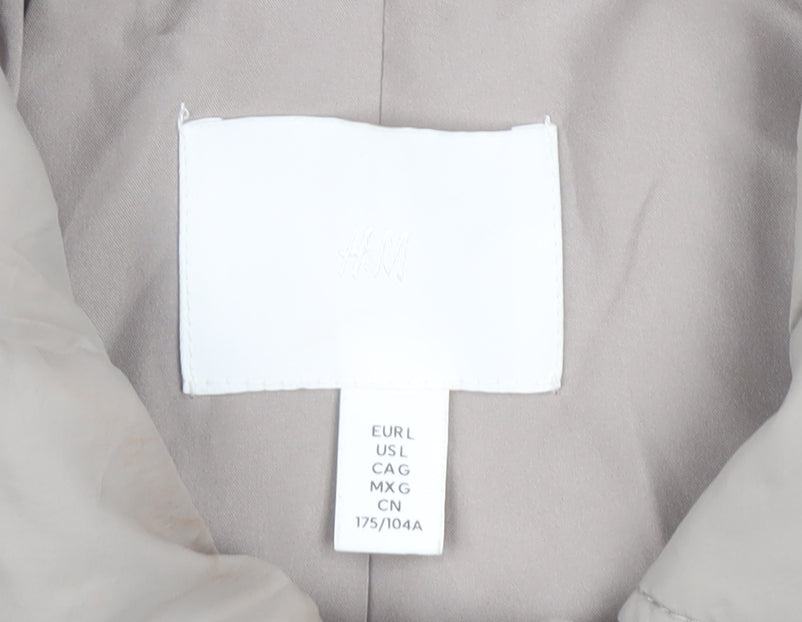 H&M Men's Beige Mid-Length Jacket L With Pockets