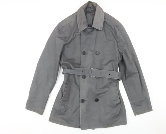 Jeff Banks Men's Grey Trench Coat Size L Belted Casual