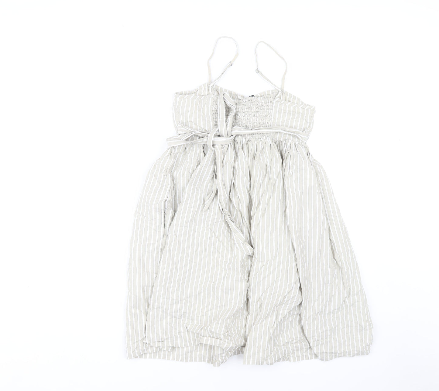 Topshop Women Grey Striped Sundress Size 8 Summer Style