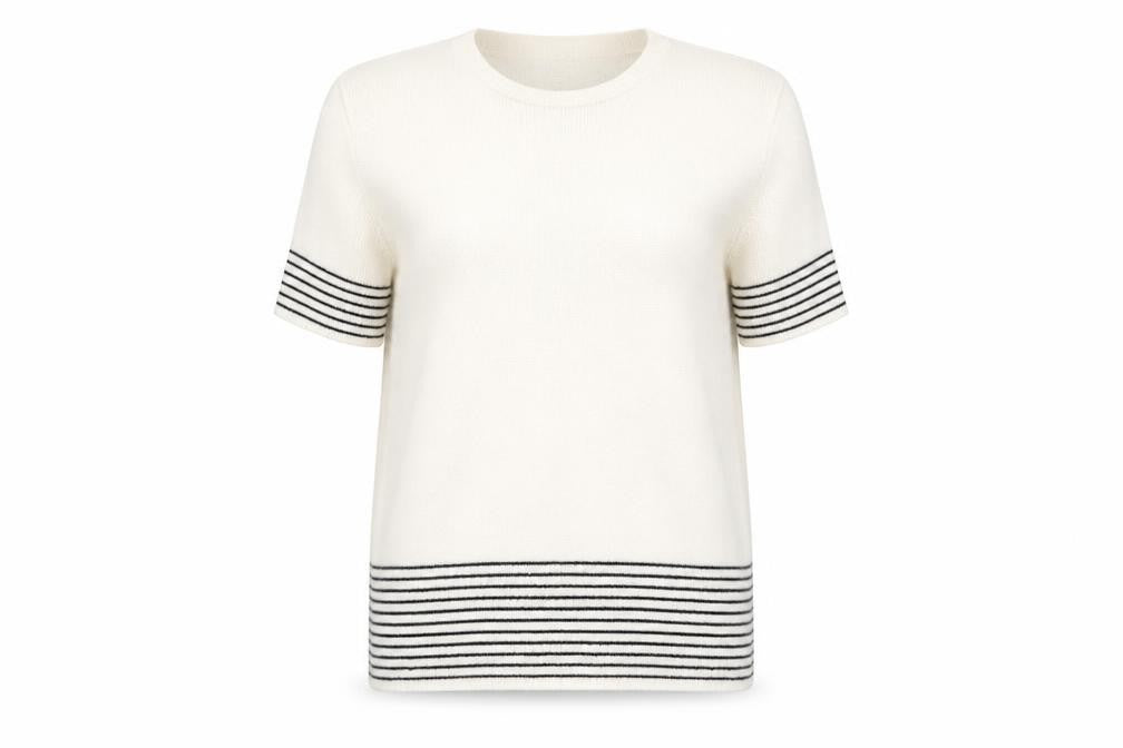 Eastex Women's White Striped Short Sleeve Jumper Size 10