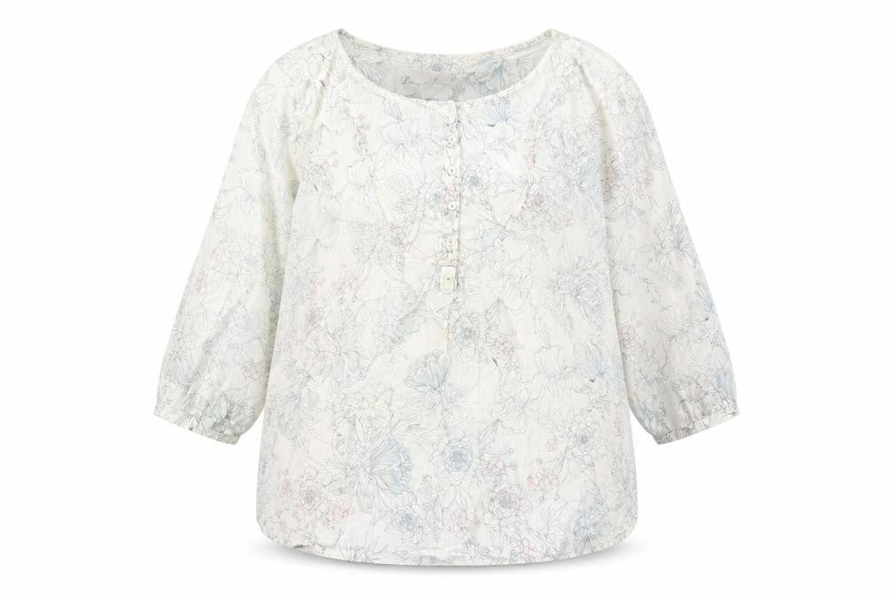 Marks and Spencer Women's Floral Blouse, Size 44, White, Linen