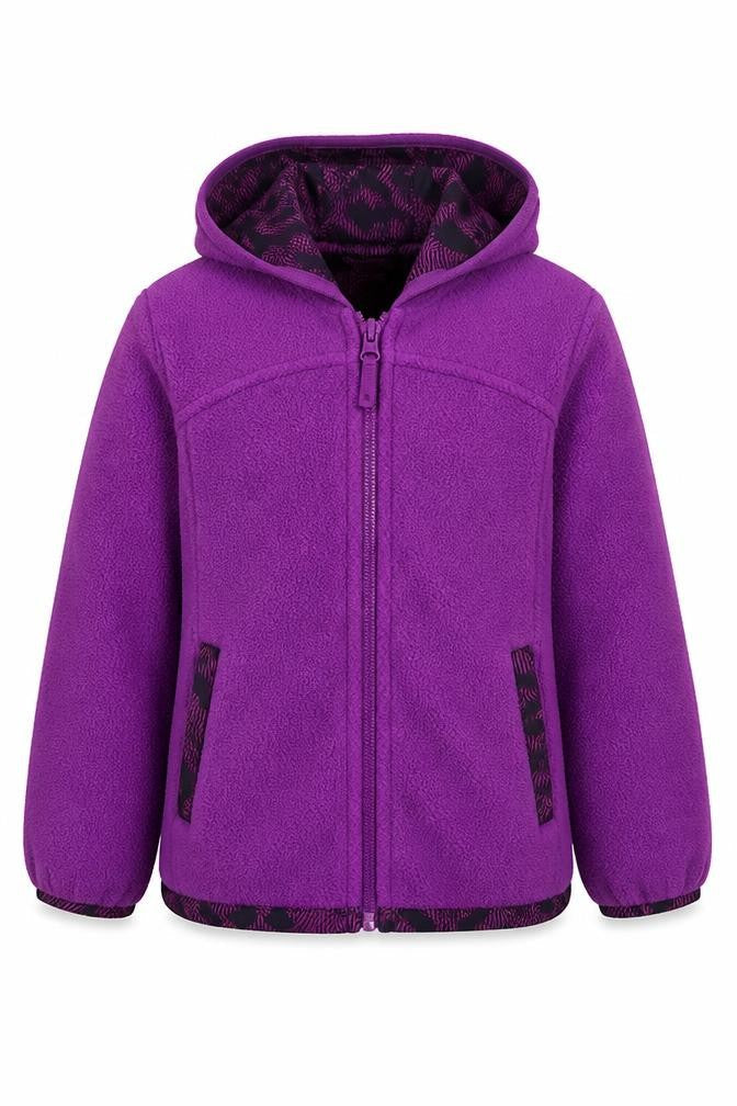 Front view of LEGO Wear girls’ purple floral coat - 8 years