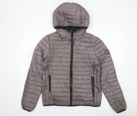 Superdry Men’s XL Grey Puffer Jacket with Hood