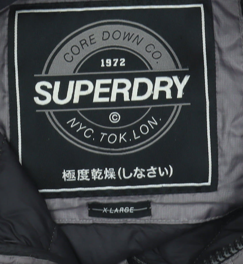 Superdry Men’s XL Grey Puffer Jacket with Hood