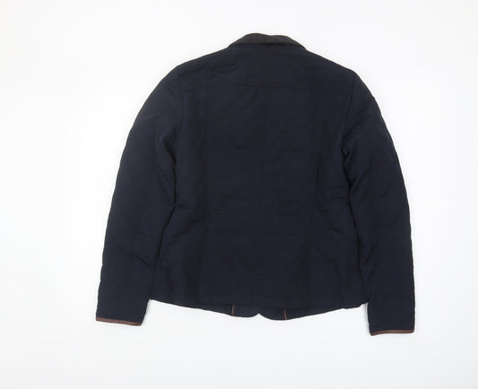 Massimo Dutti Women's Blue Quilted Jacket L
