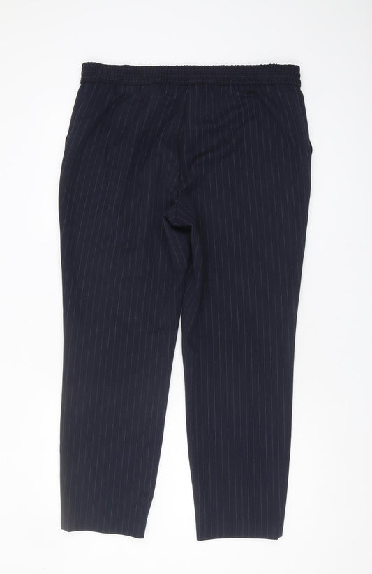 M&Co Women’s Navy Striped Trousers Size 14