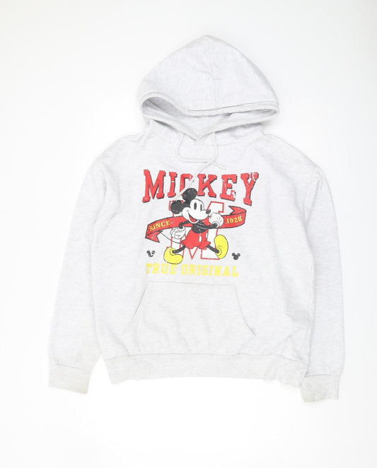 Disney Women's Grey Mickey Mouse Pullover Hoodie, M