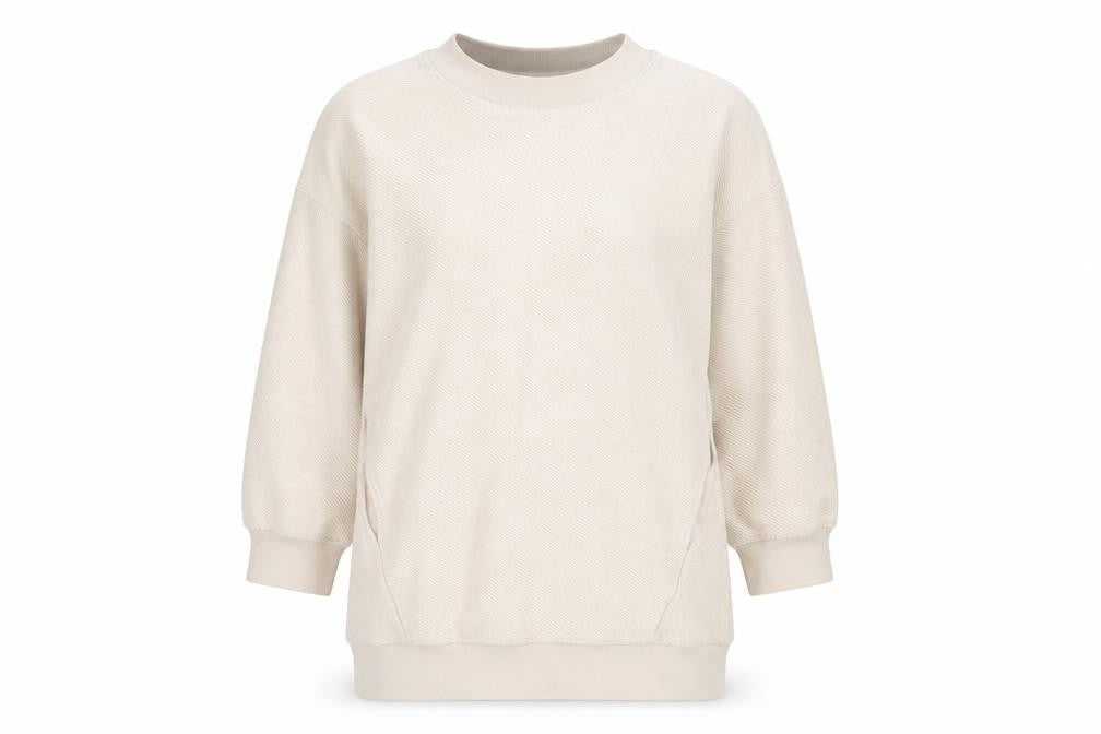 Front view of COS Beige Women's 2XS Pullover Sweatshirt
