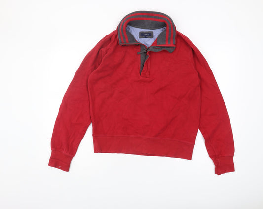 Gant Men's Red Pullover Sweatshirt, Size S, 1/4 Zip