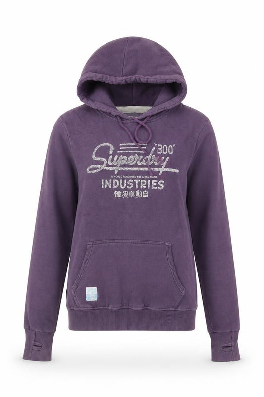 Womens UK S Regular Superdry Purple Pullover Hoodie