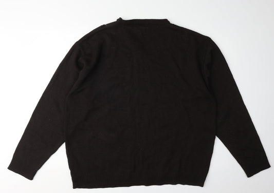 Mansize Men's Black 2XL V-Neck Knit Pullover