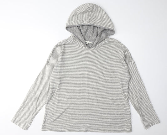 FatFace Women's Grey Striped Pullover Hoodie