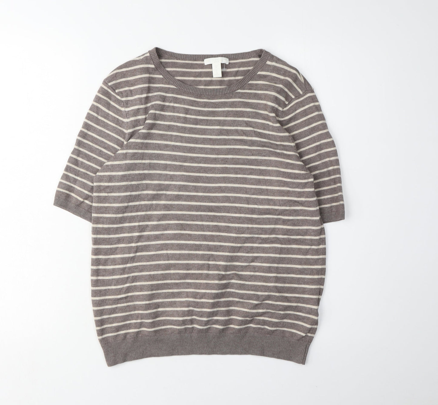 H&M Women's Brown Striped Pullover Jumper
