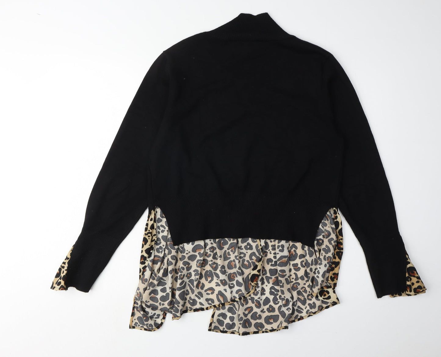 QED London Women's Black Animal Print Pullover Jumper M