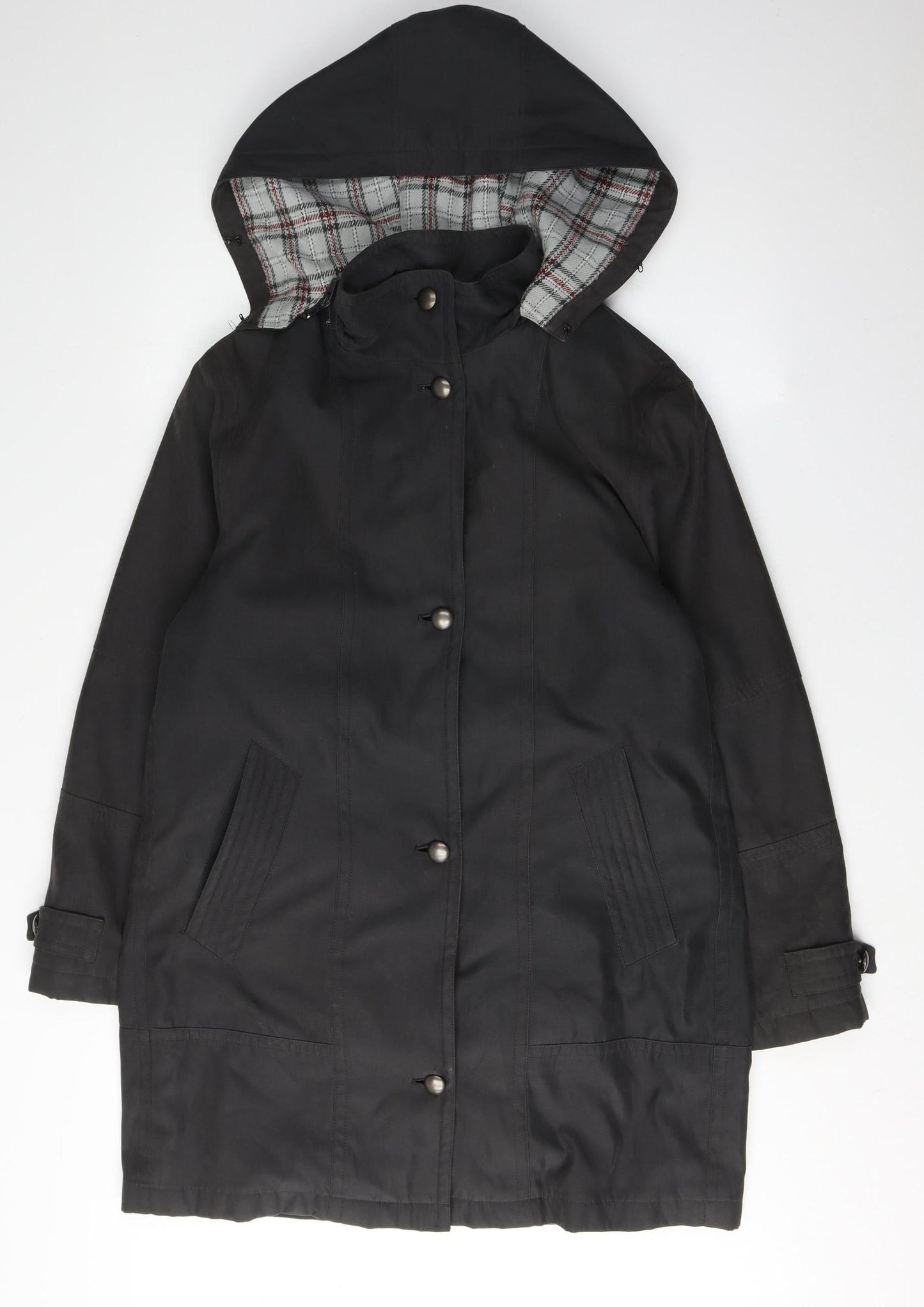 BHS Women's Black Parka Coat Size 10 with Hood
