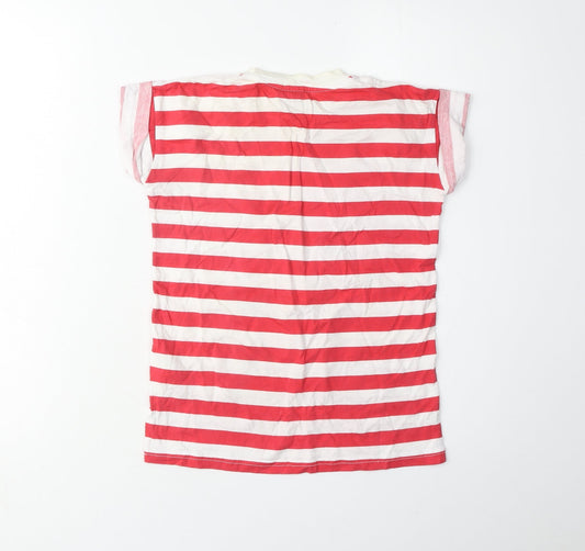 Disney Girls Red Striped Mickey Mouse Christmas T-Shirt, 9-10 Years