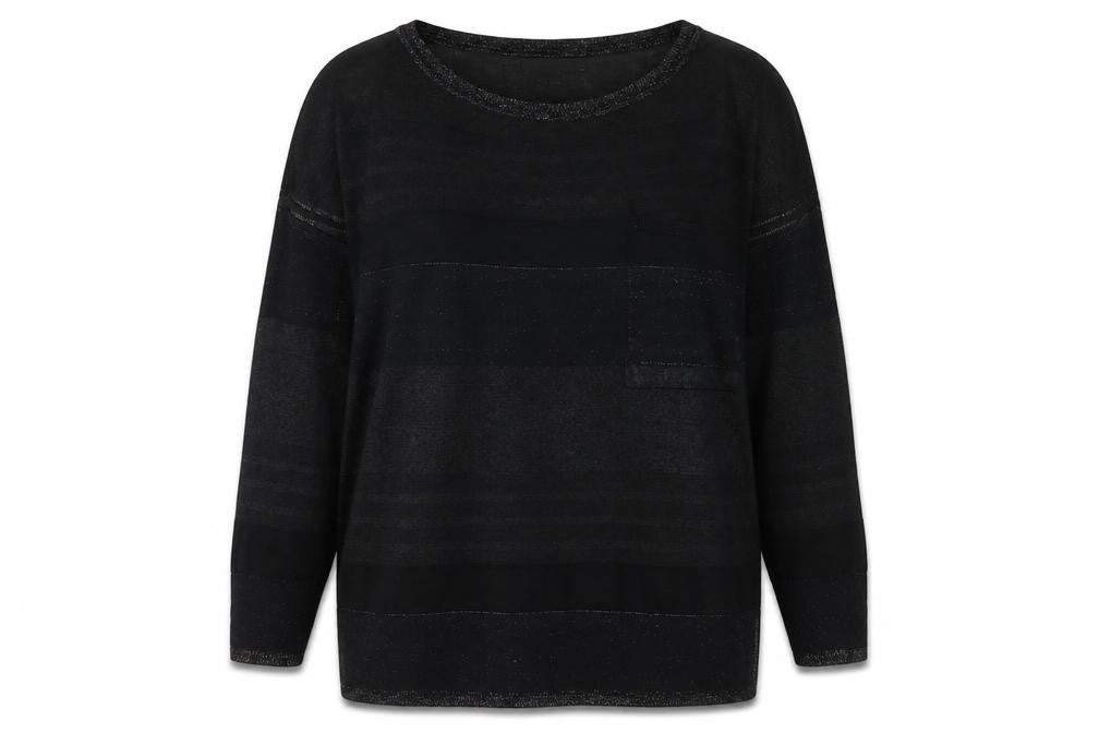 Next Women's Black Striped Round Neck Jumper Size 14