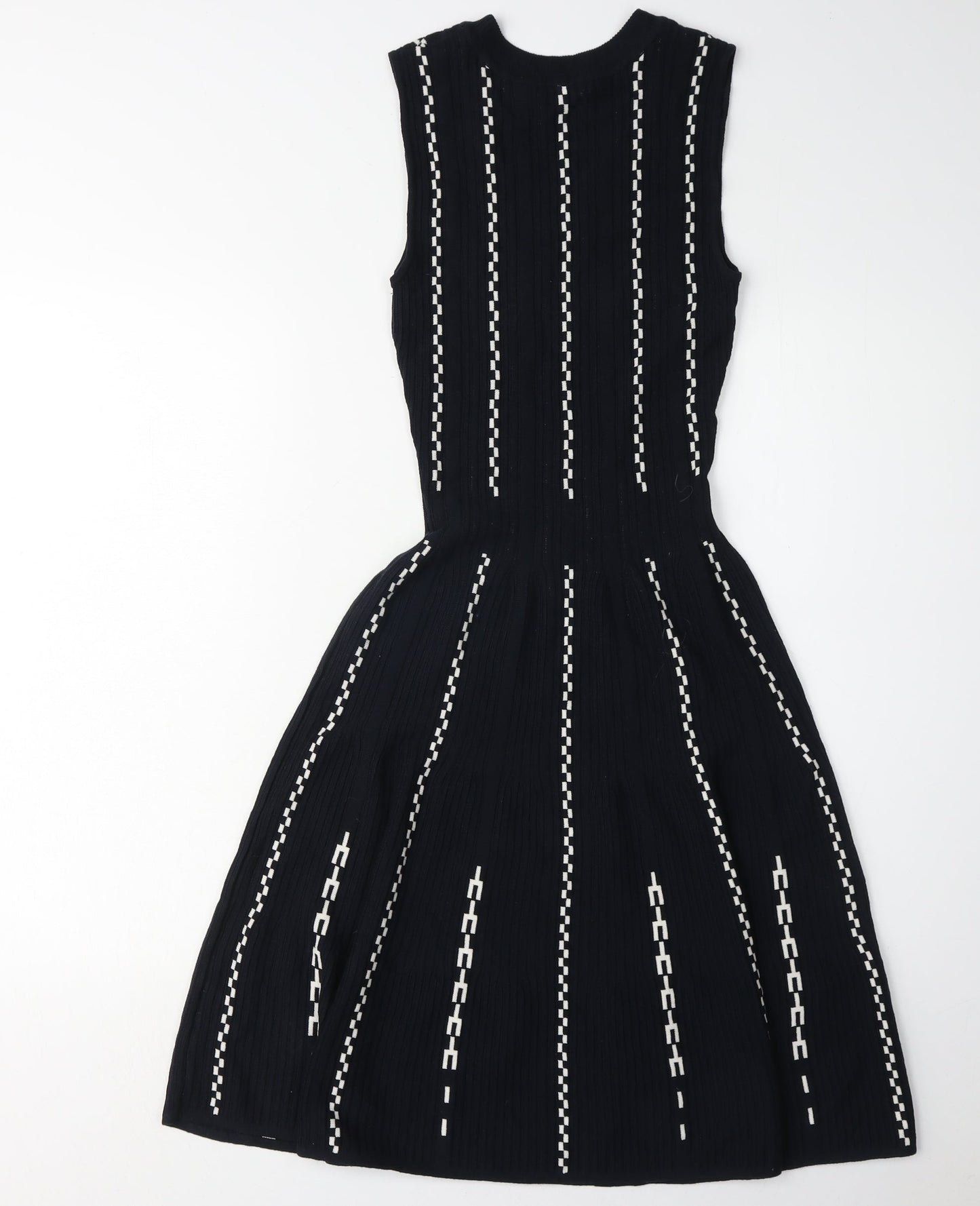 H&M Women's Black Striped A-Line XS Sleeveless Dress