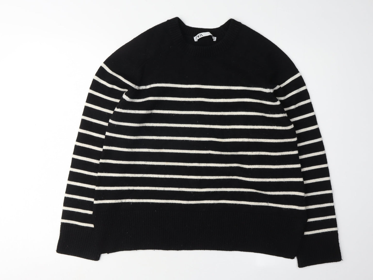 Zara Women's Black Striped Pullover Jumper M