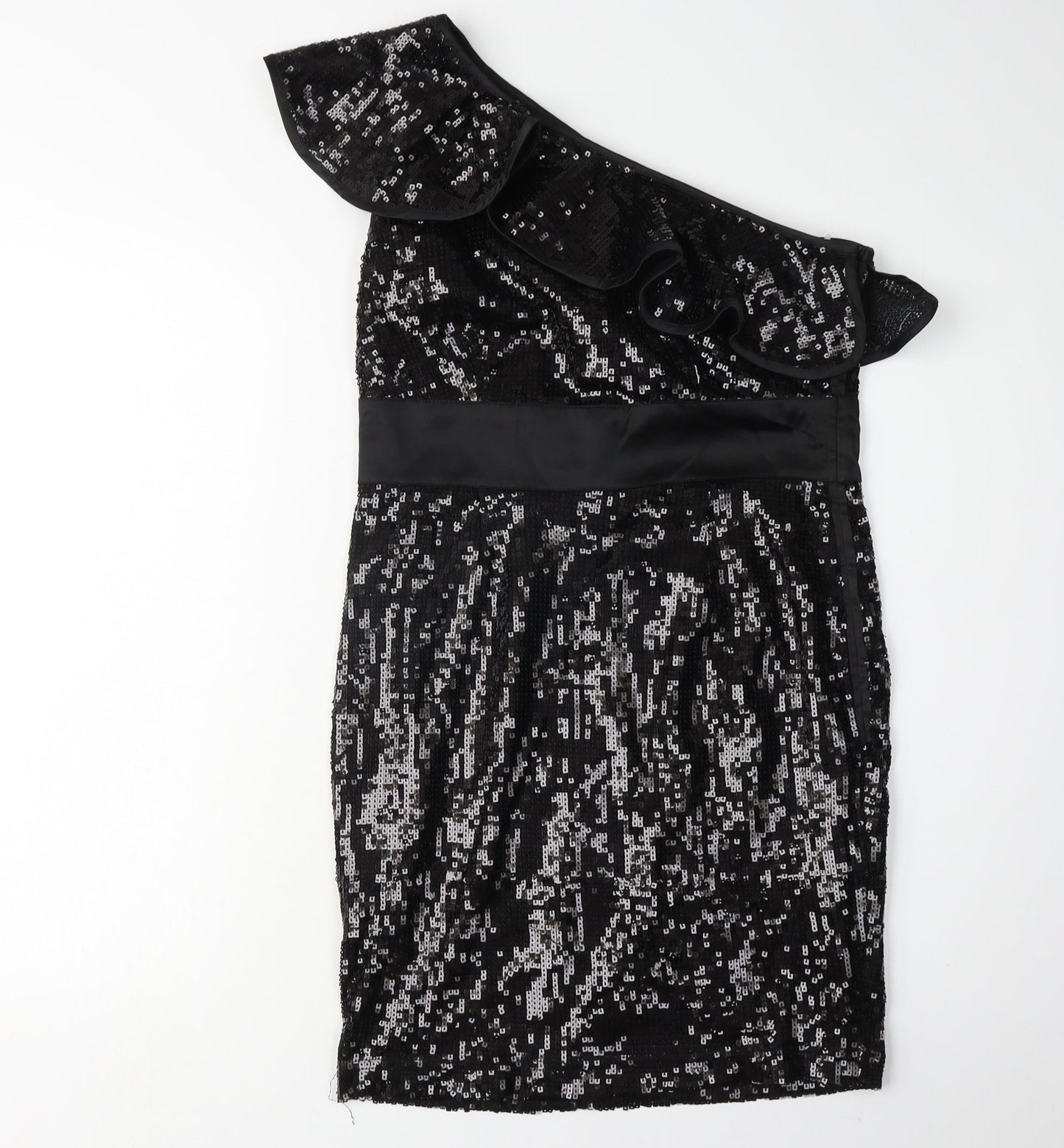 Monsoon Women's Black Sequin One Shoulder Dress Size 10