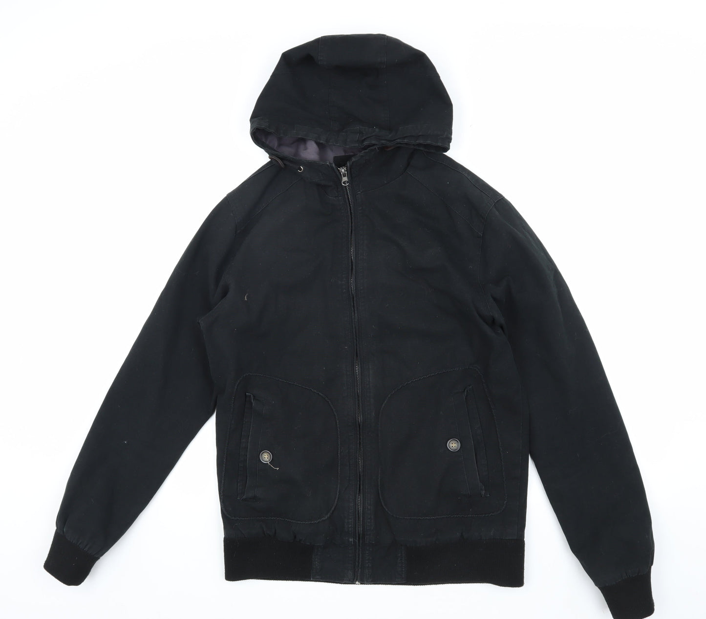 Burton Menswear Black Cotton Hooded Jacket Small