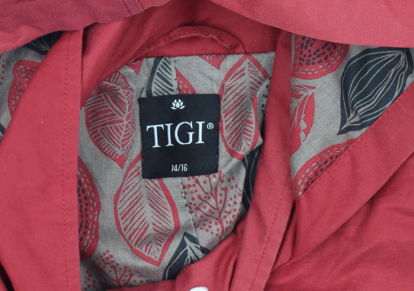 TIGI Women's Red Parka Jacket UK 14 Hooded Casual