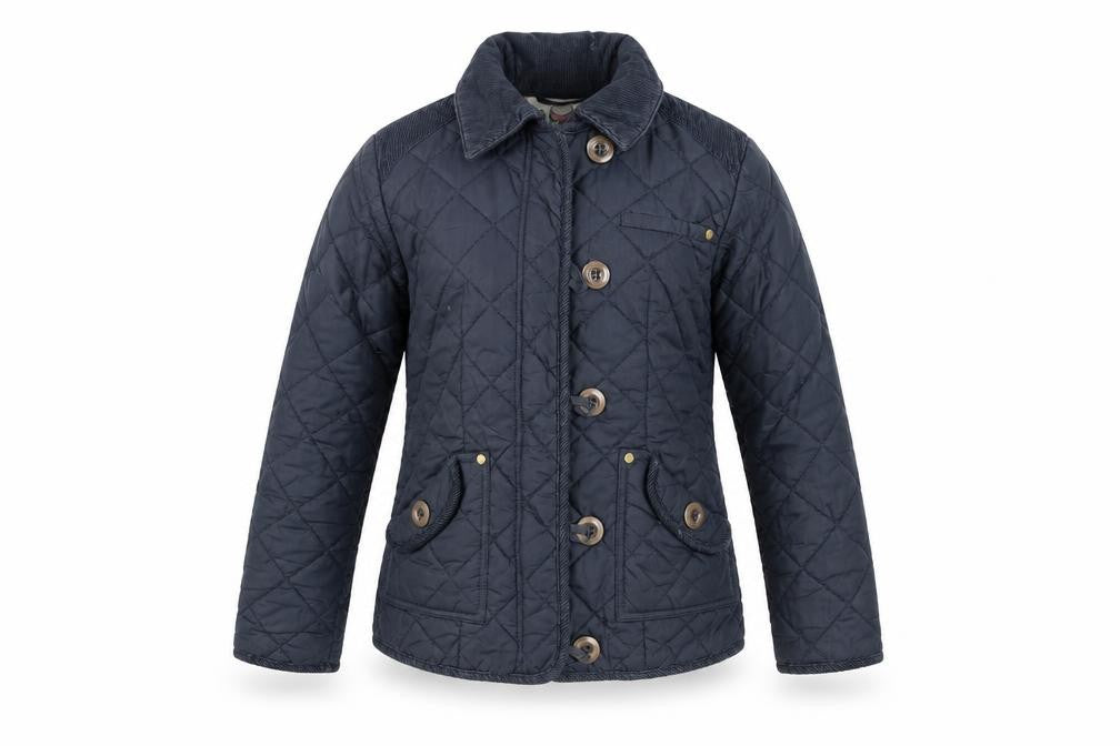 Front view of Next girls’ blue quilted jacket, 11 years - stylish autumn wear