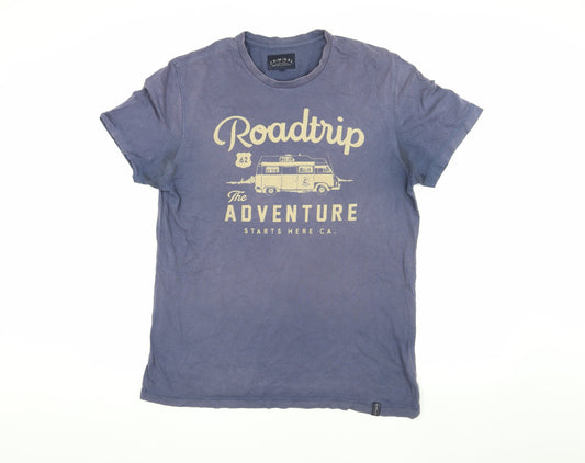 Criminal Men's Blue Graphic Adventure T-Shirt L