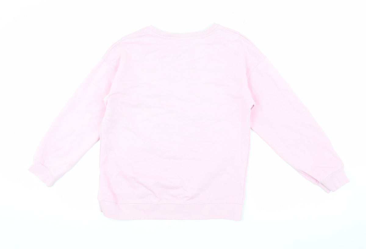 Back view of Zara girls’ pink pullover sweatshirt 13-14 years crew neck