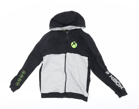 Xbox Boys Black Grey Hoodie Jacket 13-14 Gaming Full Zip