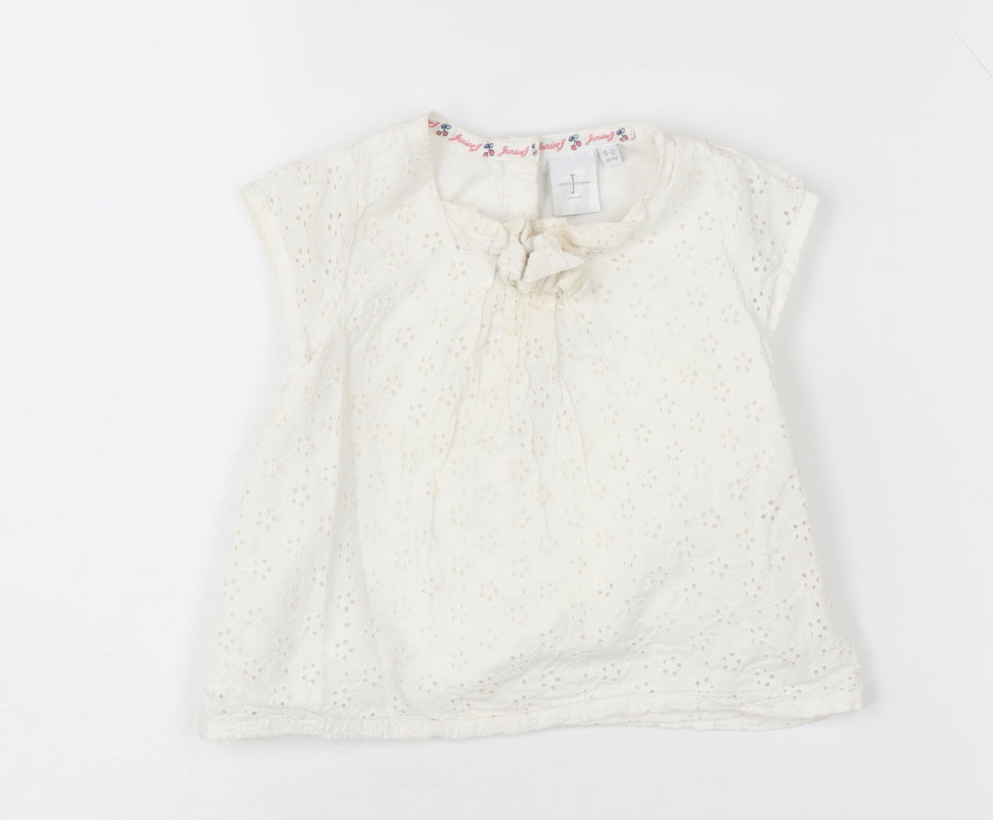 Jasper Conran Ivory Baby Blouse 9-12M, Short Sleeve Casual Top