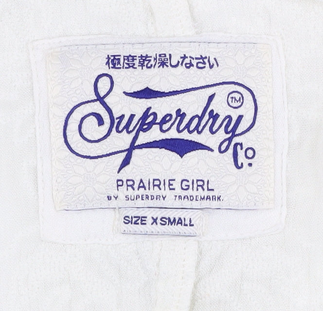 Superdry Women's White Shrug with Fringe Accents XS