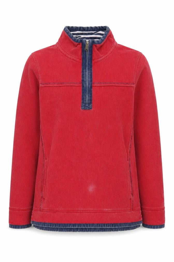 FatFace Red Henley Sweatshirt 16, Unisex