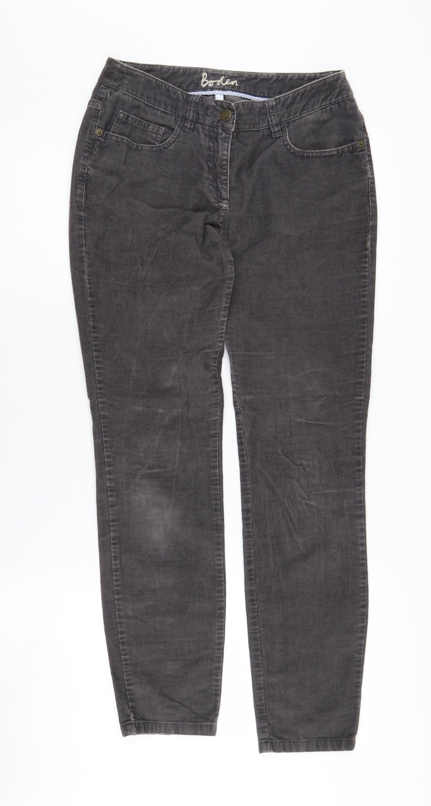 Boden Women's Grey Corduroy Chino Trousers Size 8P