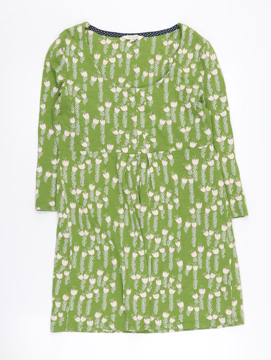White Stuff Women's Green Floral Shift Dress Size 12