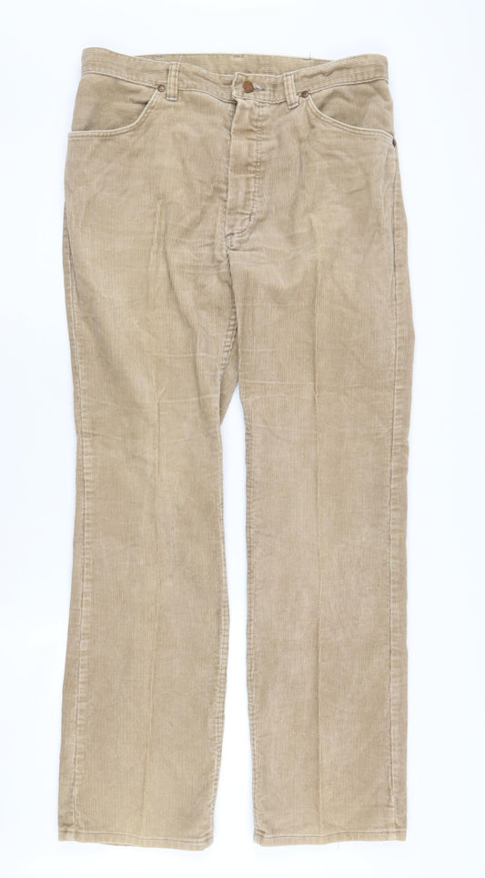 Wrangler Men's Beige Corduroy Straight Trousers 34