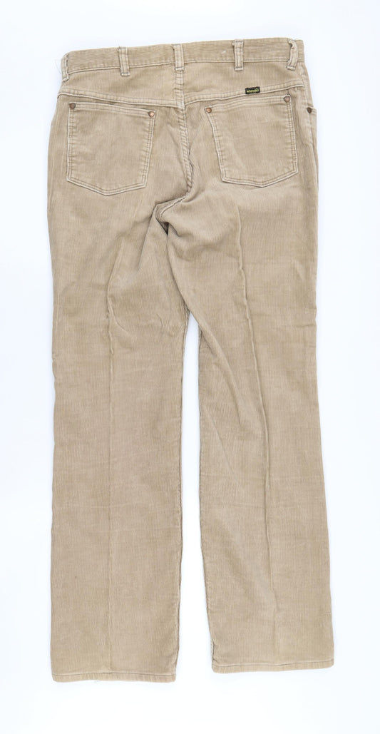 Wrangler Men's Beige Corduroy Straight Trousers 34