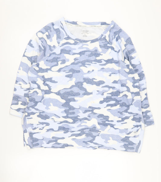 Calvin Klein Women's Blue Camo Sweatshirt L - Pullover