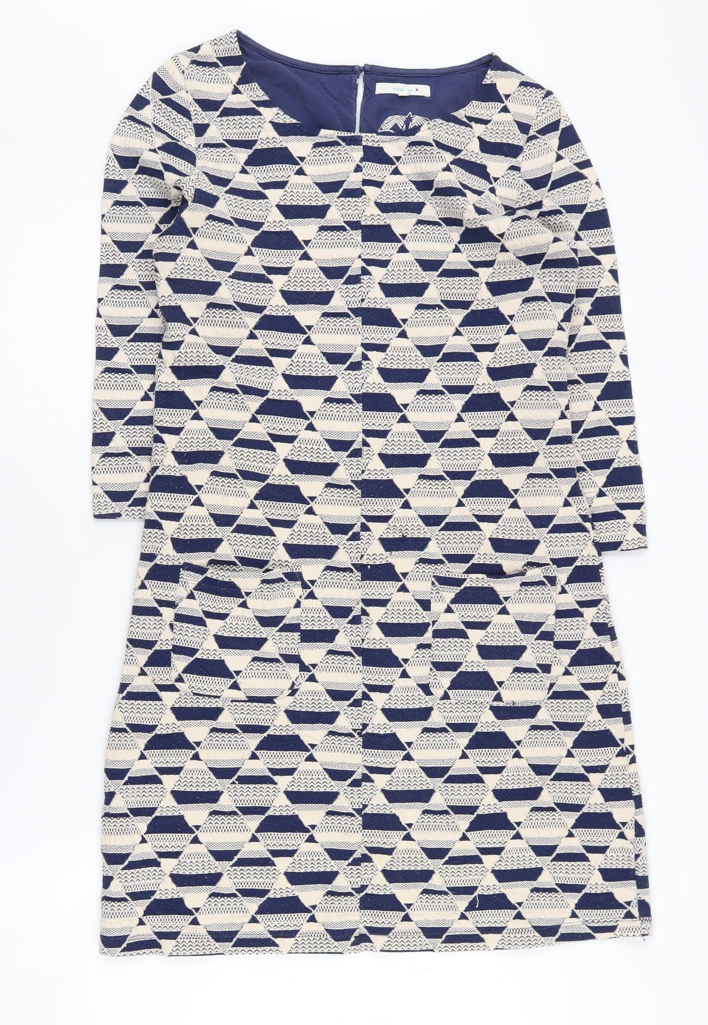 White Stuff Geometric Shift Dress Blue Size 10