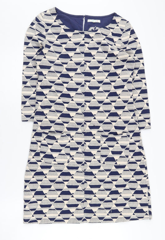 White Stuff Geometric Shift Dress Blue Size 10