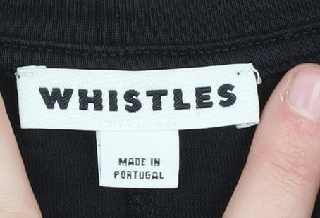 Whistles Women's Black Pleated T-Shirt, Size 6, Casual Chic