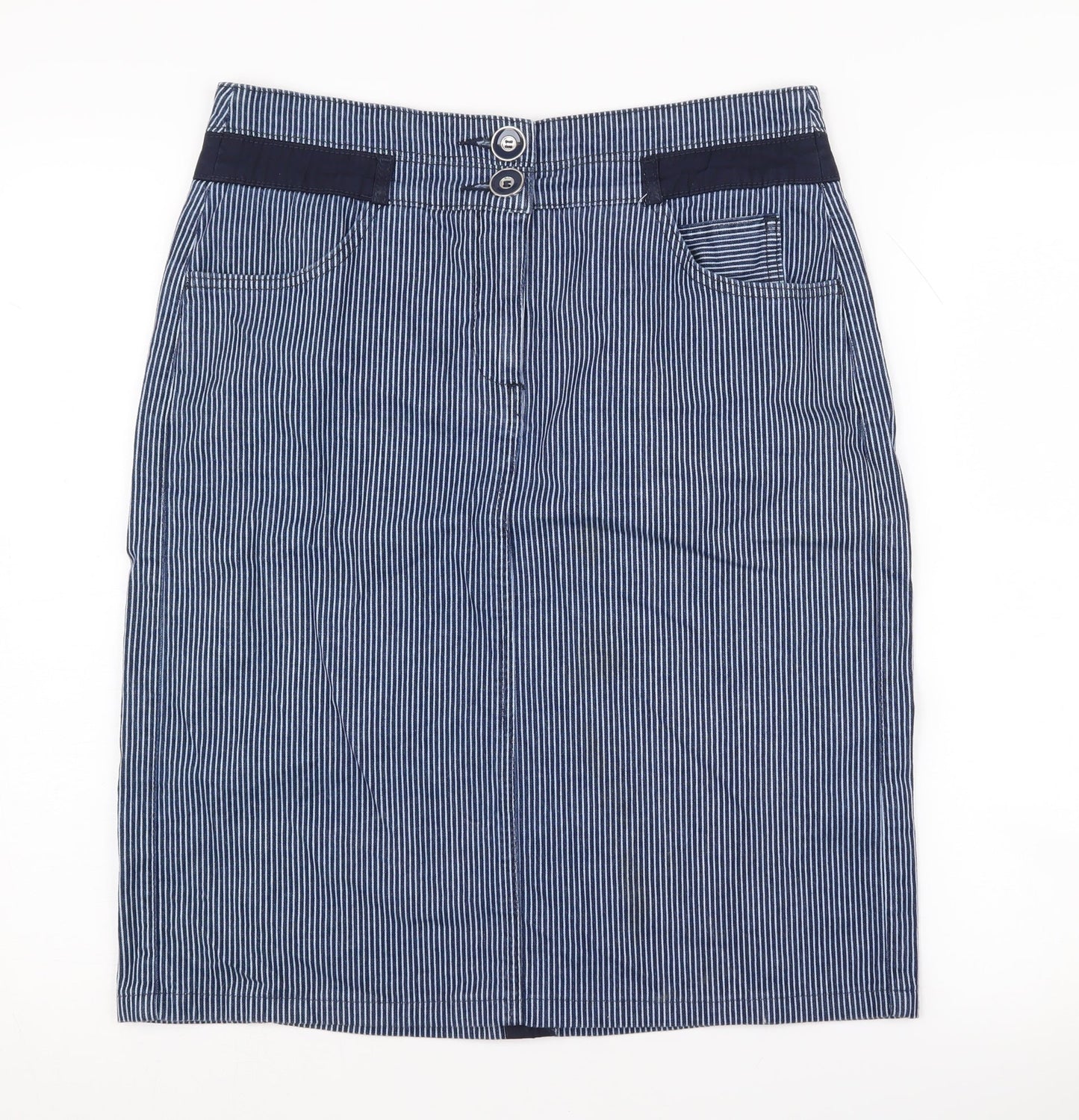 Viyella Women's Blue Striped Pencil Skirt Size 10