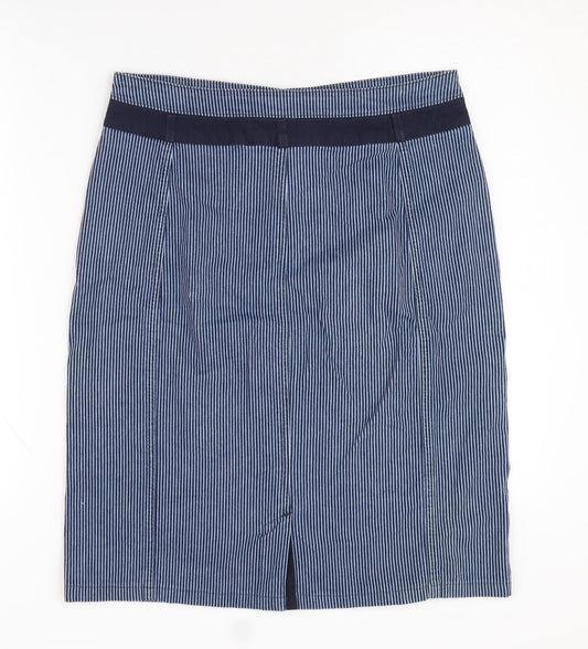 Viyella Women's Blue Striped Pencil Skirt Size 10