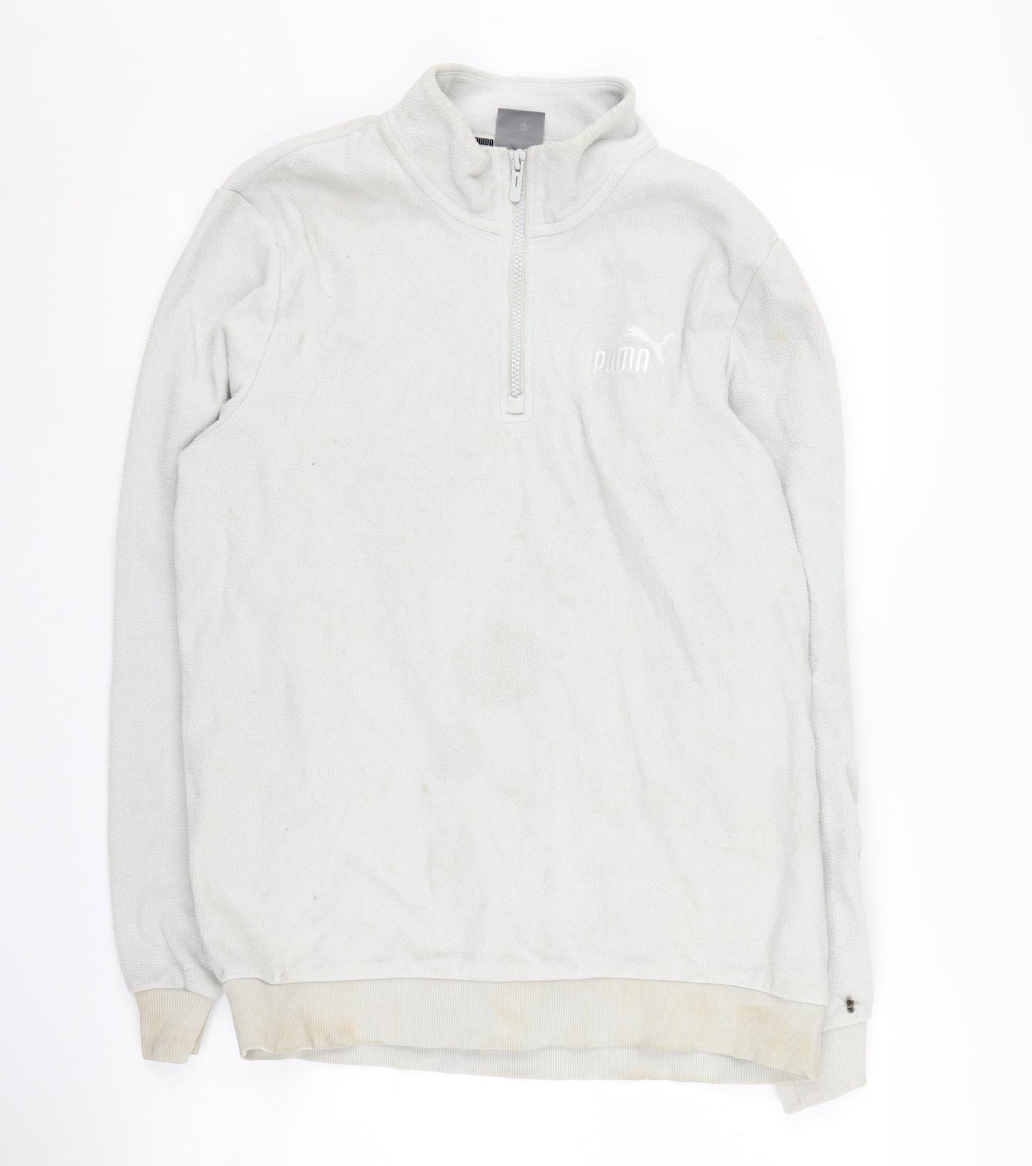 Puma Men's Grey 1/2 Zip Fleece Sweatshirt M