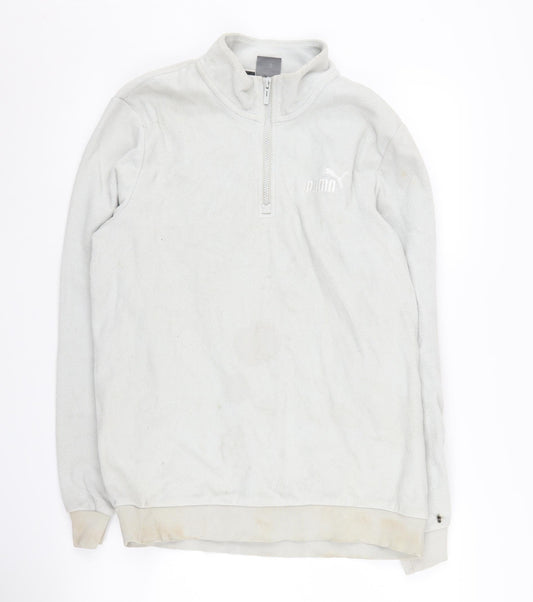 Puma Men's Grey 1/2 Zip Fleece Sweatshirt M