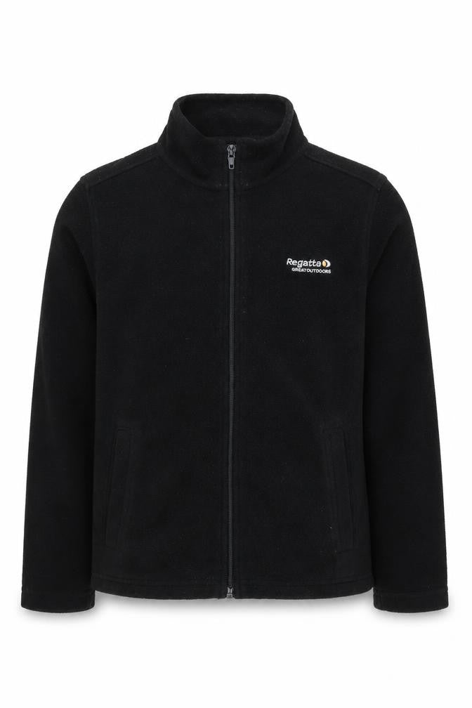 Front view of Regatta boys’ black full zip fleece jacket 9-10 years