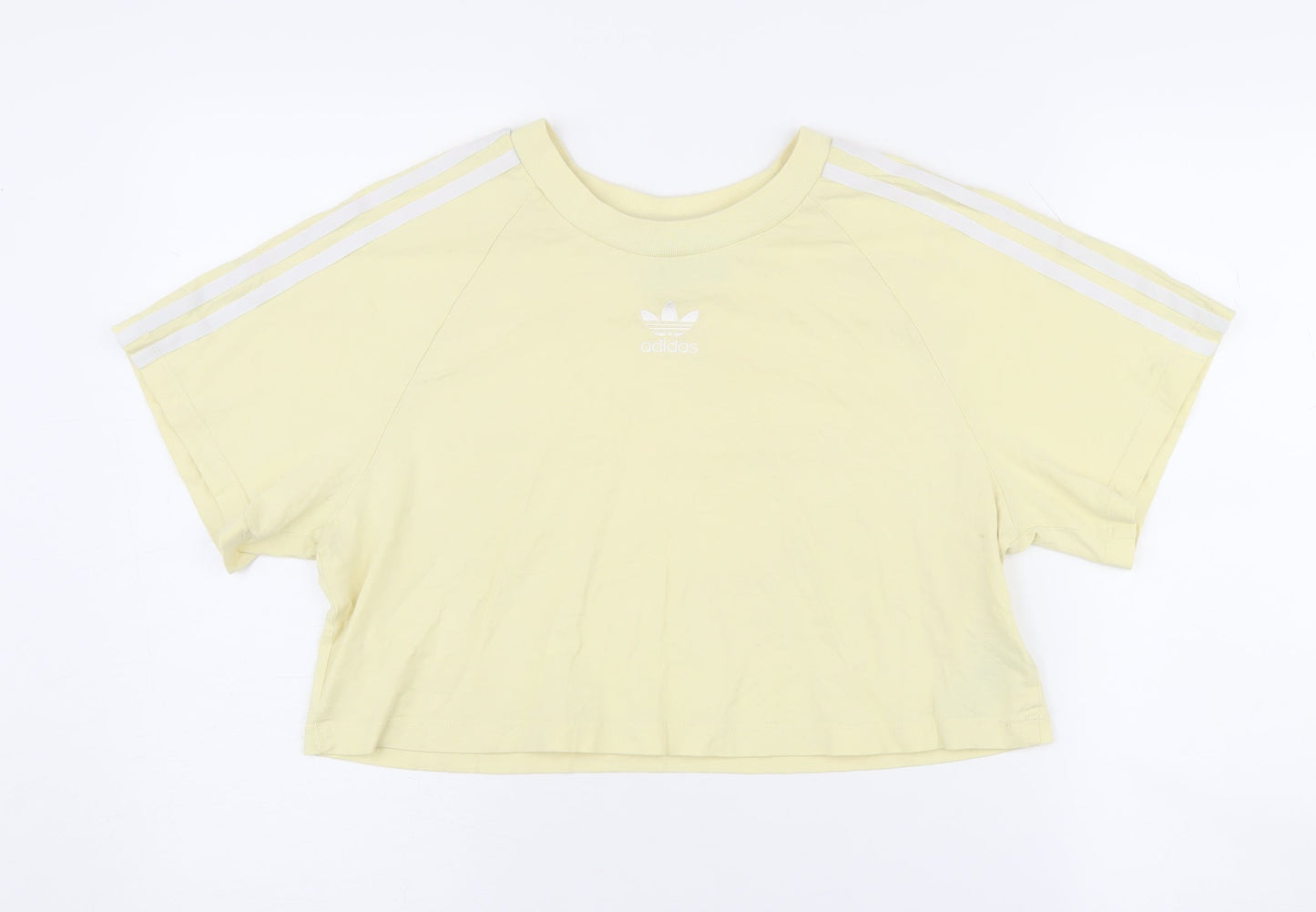Adidas Women's Yellow Cropped T-Shirt Size 14