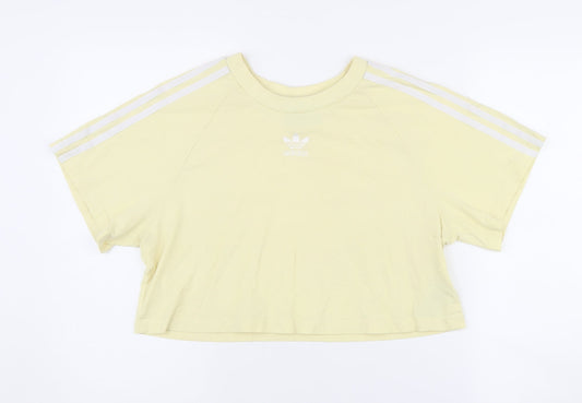 Adidas Women's Yellow Cropped T-Shirt Size 14